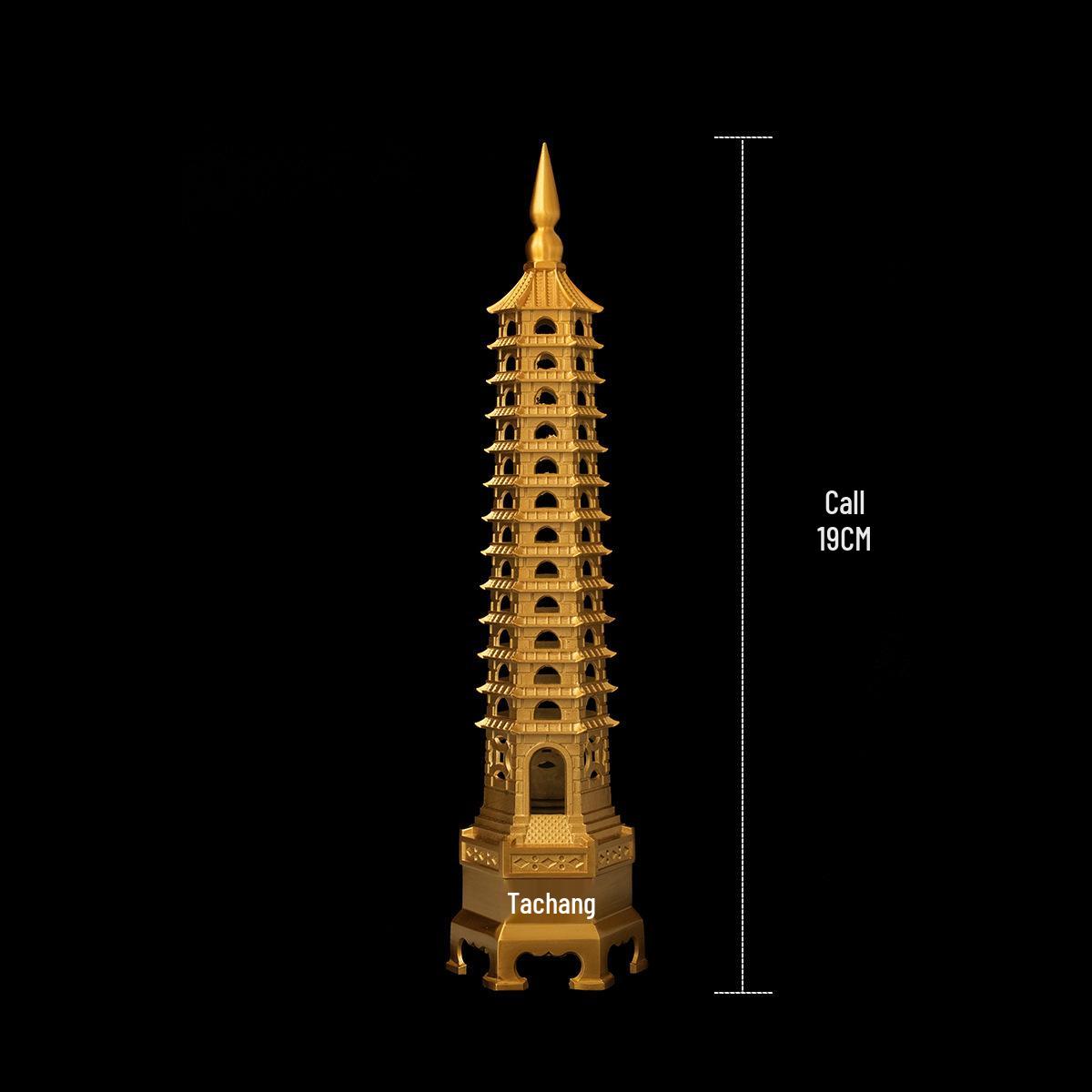 Brass Wenchang Pagoda Ornament - Nine or Thirteen Stories, Golden List Nomination, Gift for Living Room or Study
