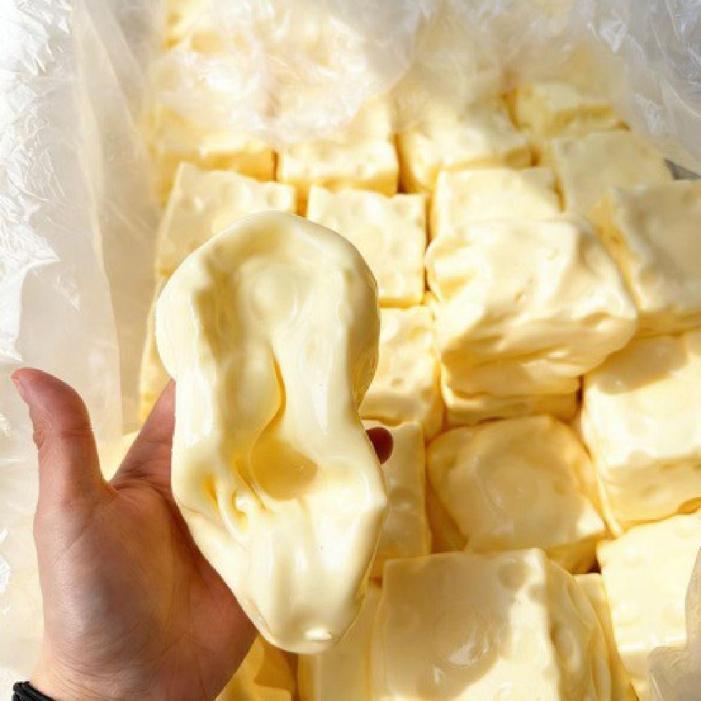 Super Soft Cheese Squeezed Cube 6/7cm Cheese Stress Ball Giant Cheese Squeeze Toy  Stress Relief