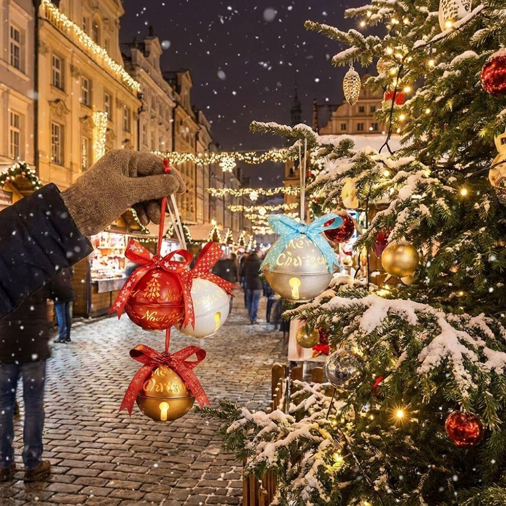 Schleifenknoten Leuchtende Glocke Ornament mit Gewebtem Band Weihnachten Hängendes Schmuckstück Fensteraufhängung