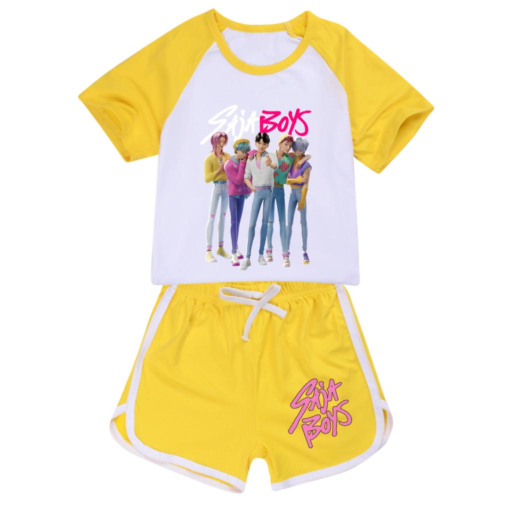 4986 Kids Girls Sajaboys POP Rumi Zoey Mira Print T-shirt Shorts Sport Tracksuit Clothes Set