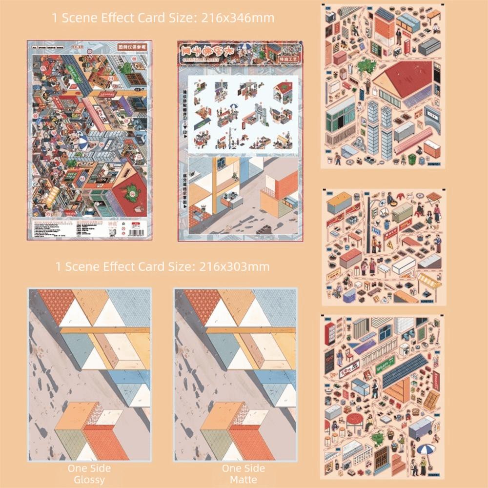 Self Adhesive Miniature Scene Sticker Set Waterproof 3D Street View Stickers