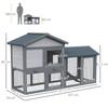 Outdoor Wooden Rabbit Hutch with House, Open Enclosed Space and Roof 147x54x84cm
