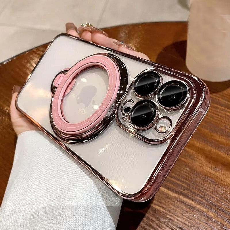 Luxuriöses kabelloses Magsafe-Ladegehäuse für iPhone 11 12 13 14 15 16 Pro Max Plus, transparente magnetische Ringhalterung, Stoßstangenabdeckung