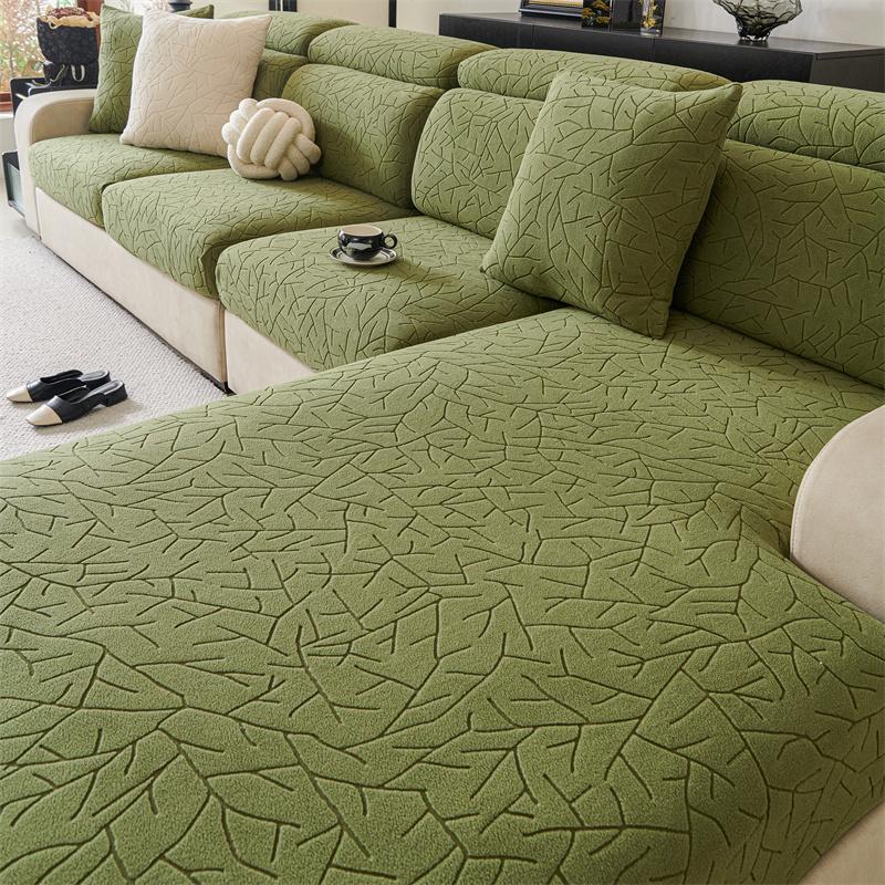 Branch Polar Fleece Jacquard Sofa Cover Cloth Cover Dustproof And Wear-Resistant Cushion Cover All-Inclusive Elastic Cushion Cover Modern Simple Tower
