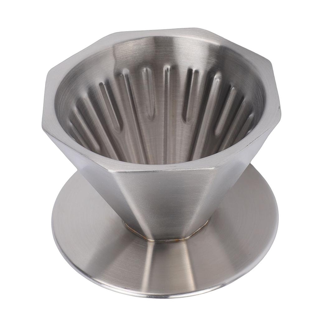 Pour Over Coffee Dripper 304 Stainless Steel Double Layer Octagonal Metal Cone Coffee Maker Filter for Home Travel