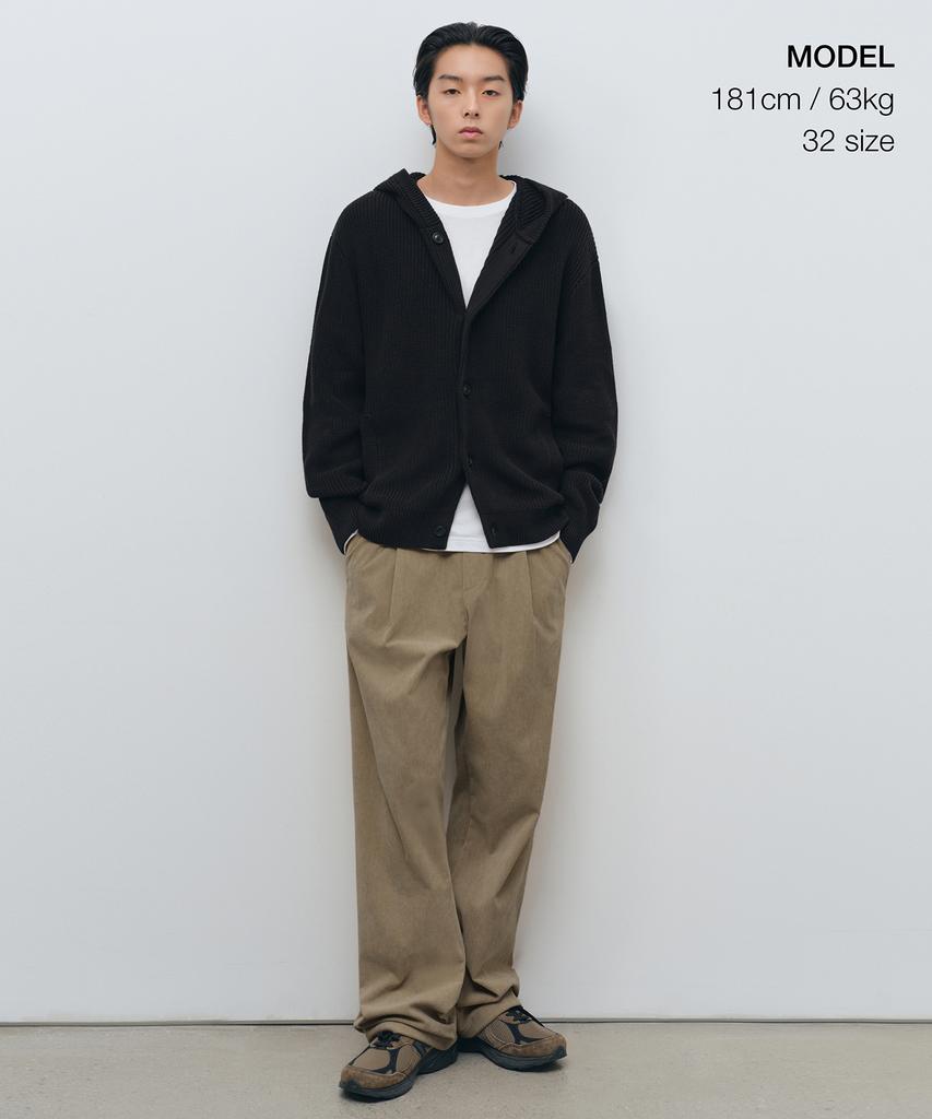 MUSINSA STANDARD 8W Corduroy One-Pleat Wide Elastic Pants [Beige]