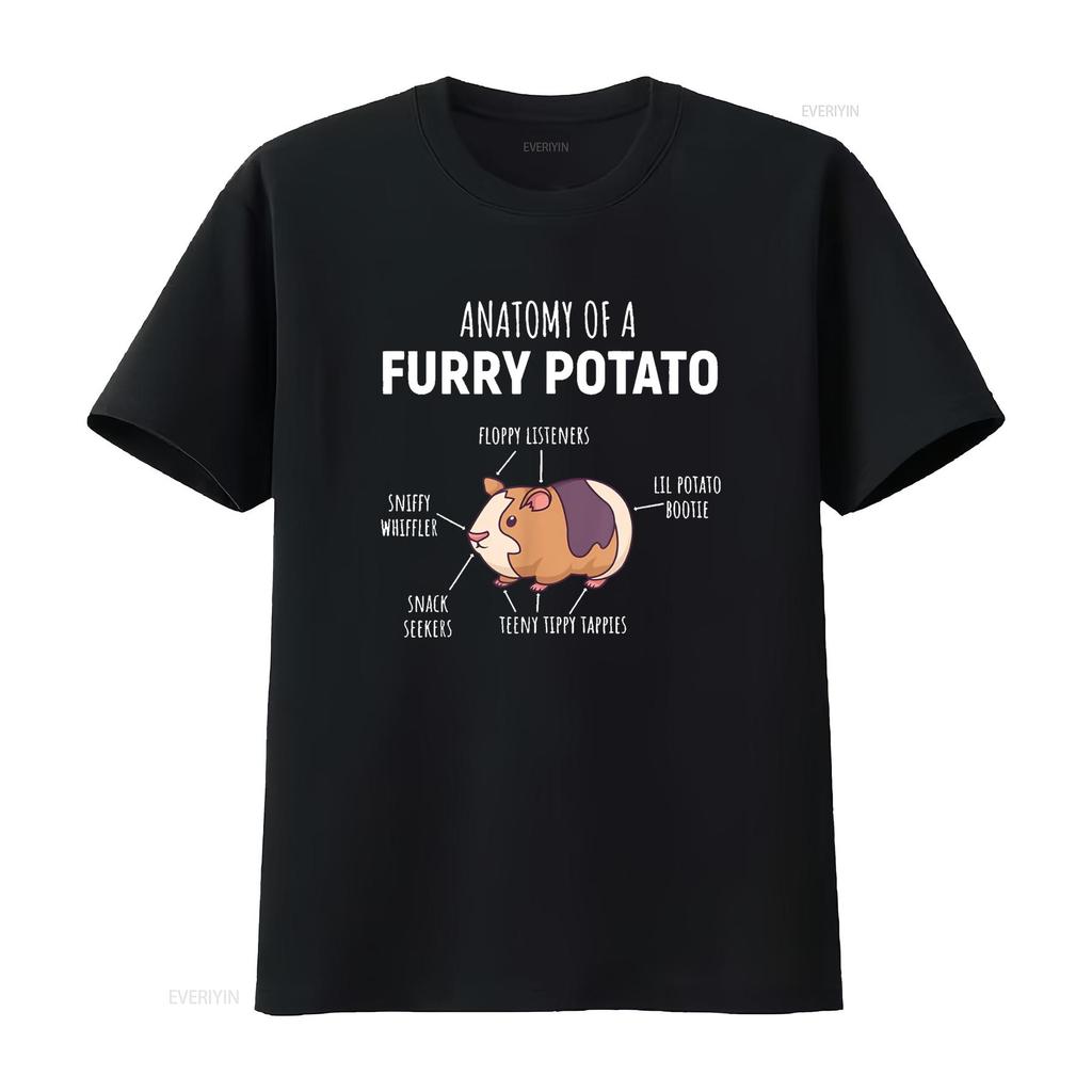 Anatomy Of A Furry Potato Guinea Pig Lover T Shirt vintage Washed fashion Top For Everyday Wear graphic Breathable Versatile