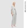 ELLASSAY Summer Lapel Double-Breasted Shirred Sleeve Blazer