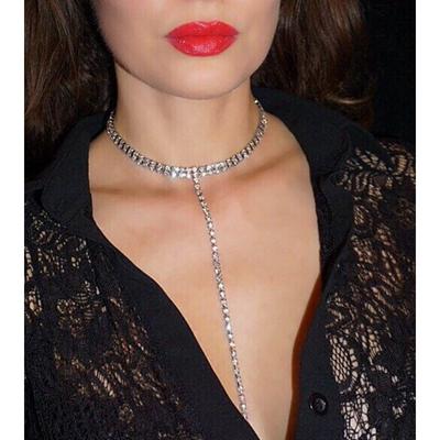 Personalized Trendy Nightclub Necklace, Luxury Full Diamond Tassel Neck Chain Necklace for Women