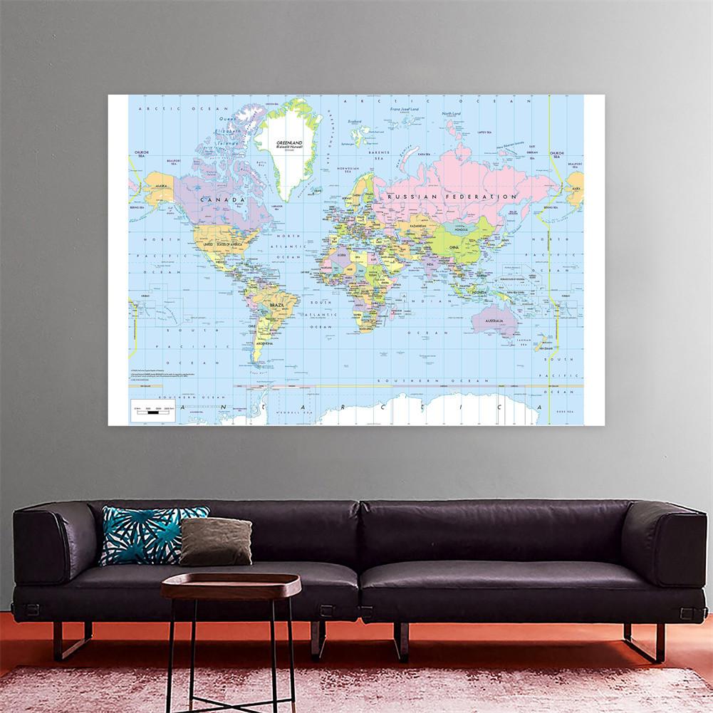 Die Politische Weltkarte mit Details Malerei Wandkunst Poster Heimdekor Kinder Schulbedarf Dekorative Hängebild