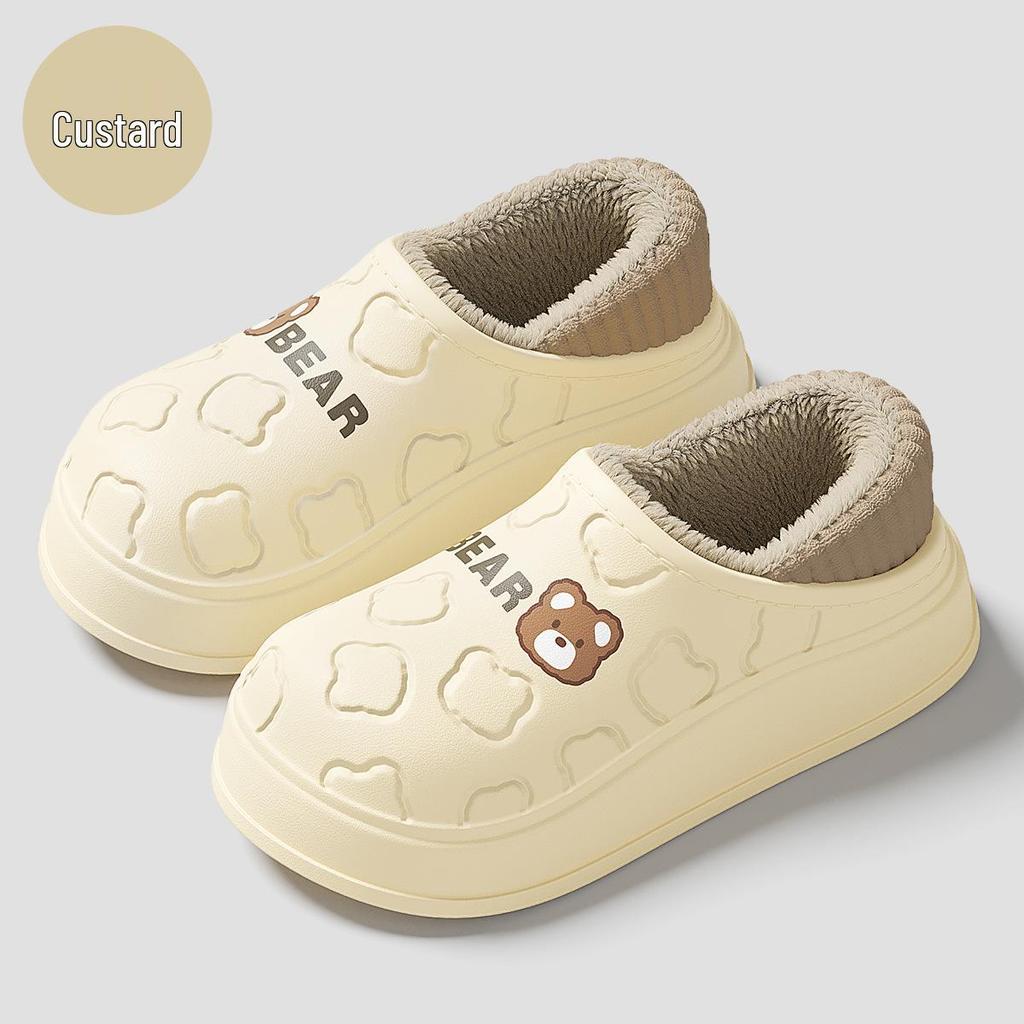Pantofole da donna impermeabili in cotone a tallone chiuso - Antiscivolo, Calde, con suola spessa per uso interno, Autunno e Inverno