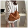 Solid Color Cotton Bucket Tote Bag Large Capacity Zipper Shoulder Purse for Women