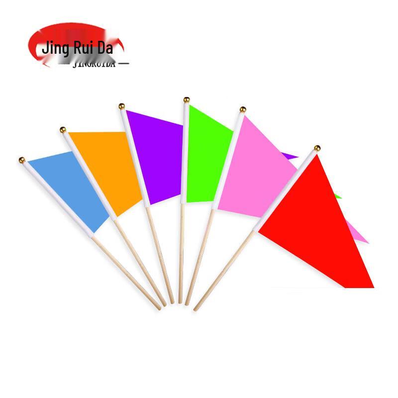 JINGRUIDA Handheld Triangular Colorful Flags with Bamboo Pole