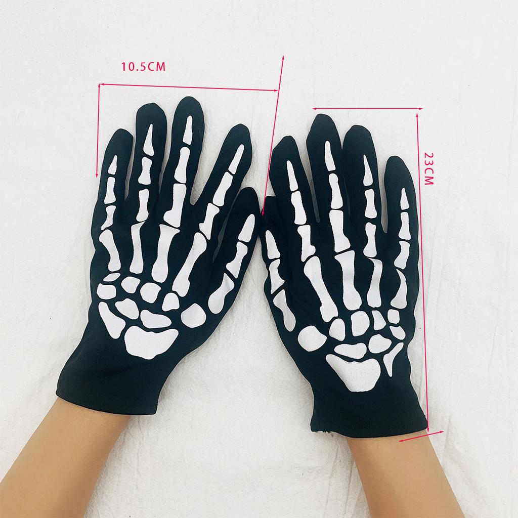 1 Pair Halloween Short Skull Gloves Female Mittens Fashion Men Horror Claw Bone Skeleton Goth Racing Streetwear Guantes Women
