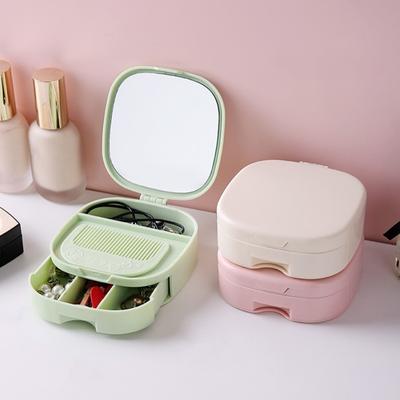 Travel Jewelry Case with Mirror And Comb Portable Compartmented Jewelry Storage Box Mini