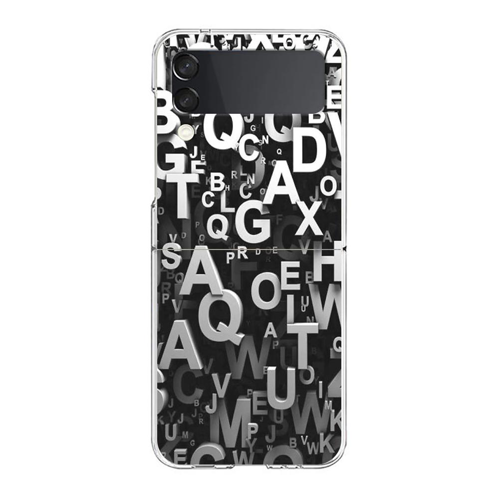 Phone Cover For Samsung Galaxy Z Flip 7 6 5 4 Case Transparent For Samsung Z Flip 3 Hard PC Foldable Shell Number Pattern Capas
