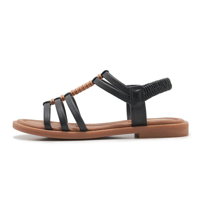 Bohemian National Style Versatile Fashion Trend Flat Sandals For Women's Elastic Straps Lightweight And Comfortable Sandals