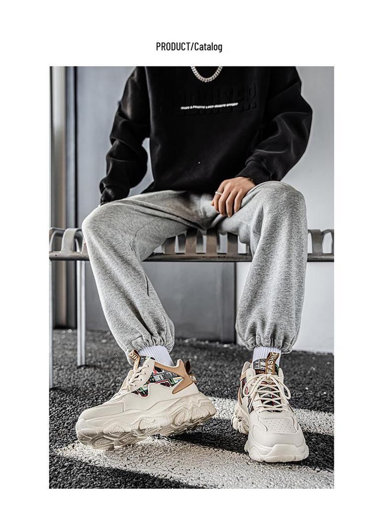 Modne Męskie Trampki Wysokie 2025: Wszechstronne, Grubo-podeszwowe, Podwyższające wzrost Buty Codzienne