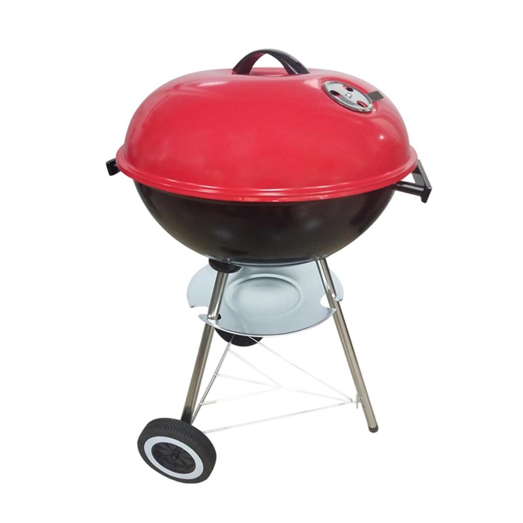 Barbecue with Lid, Porcelain-enamelled Steel Grates And Wheels, Ideal for Outdoor Cooking in The