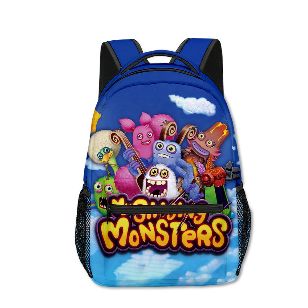 Mochilas Escolares para Estudiantes de My Singing Monsters de Lujo con Novedad, Mochilas para Cuadernos con Estampado 3D de Oxford Impermeables, Mochilas de Viaje para Niños/Niñas