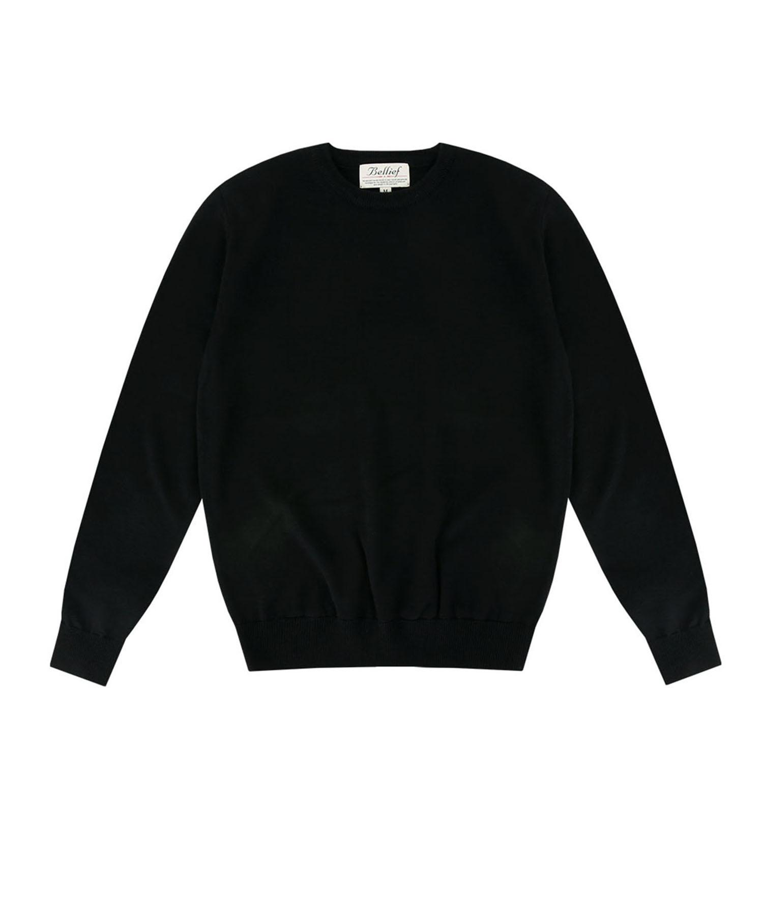 Belief Wool Soft Round Neck Knit (Black) Black/M