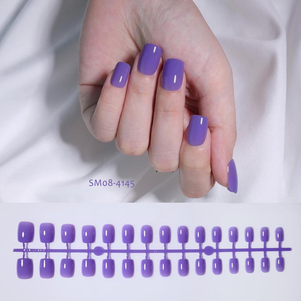 Autumn & Winter Solid Color Short Square Nails - 30 Pre-made Pieces in Striped Bag