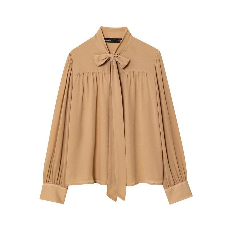 Kaslead New Women Clothes Western Style Versitile Fashion Bow Collar Chiffon Top 1304752