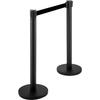 Crowd Control Stanchion, Set of 4 Pieces Stanchion Set, Stanchion Set with 6.6 ft/2 m Black Retractable Belt, Black Crowd Control Barrier w/ Concrete