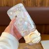 600 ml Stern Wasserflasche Becher für Eiskaffee Saft Tee Niedliche Schleife Plastikbecher mit Strohhalm Deckel Tragbare Trinkflasche