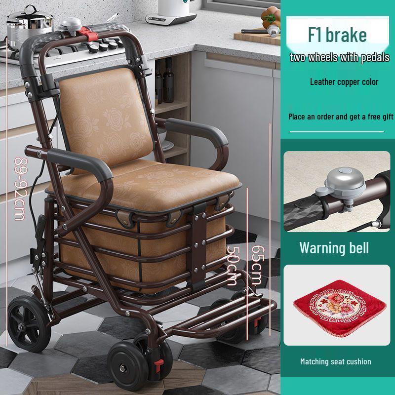 Leide Zhu Foldable Mobility Handcart: Sit & Push Shopping Trolley for Elderly