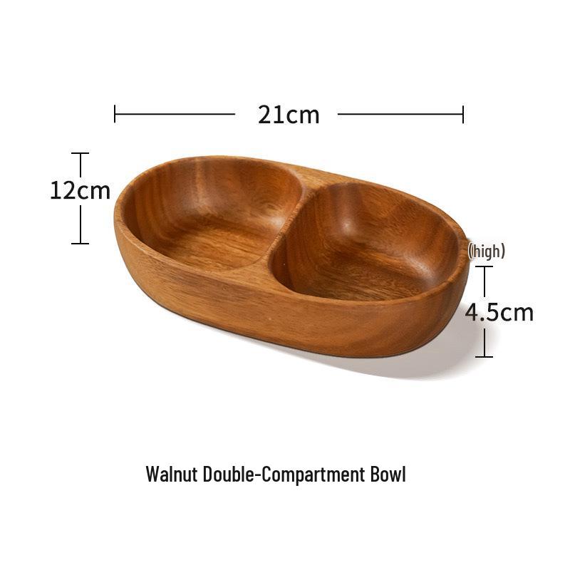 Walnut Wood Fruit Bowl - Solid Wood Snack and Salad Plate
