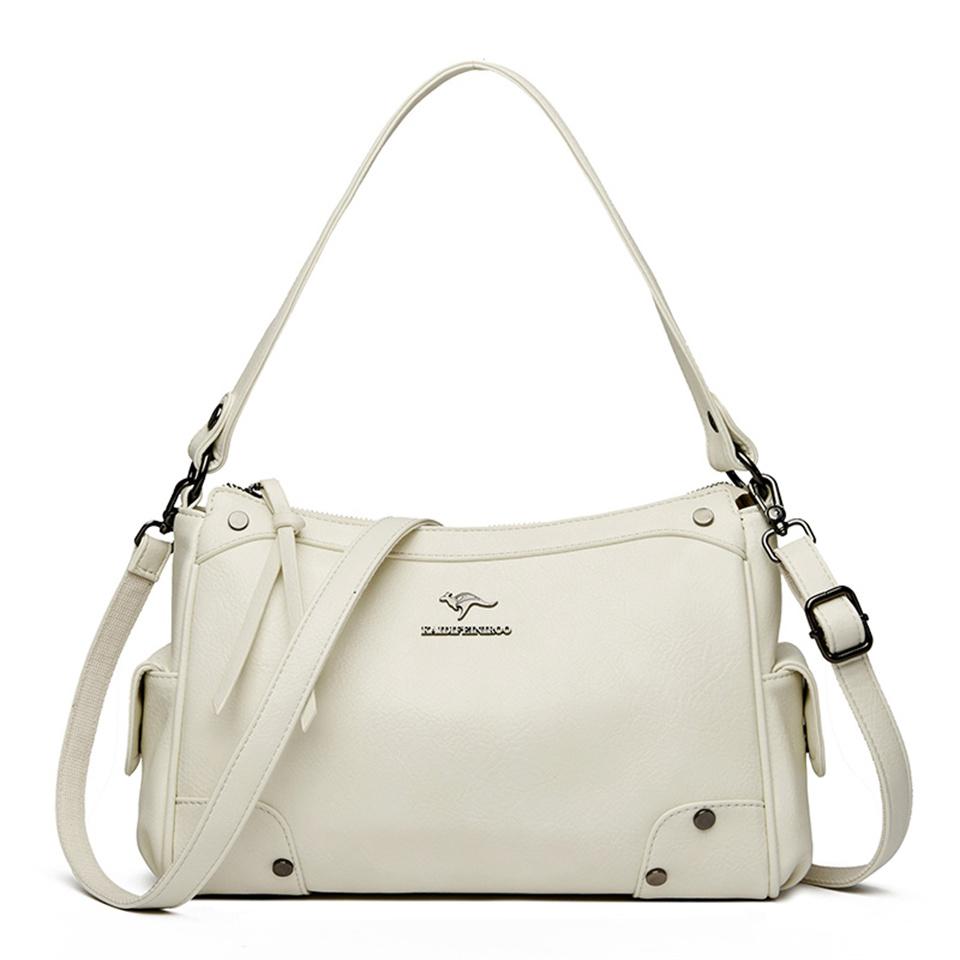 Fashionable Simple Vintage Style Large Capacity Women's Shoulder Bag Multifunctional Casual Leather Crossbody Bag