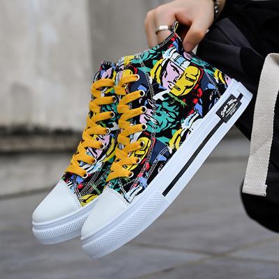 Men's High Top Canvas Shoes Unisex Designer Vulcanized Sneakers Man Fashion Graffiti Breathable Casual Sneaker Men Board Shoes