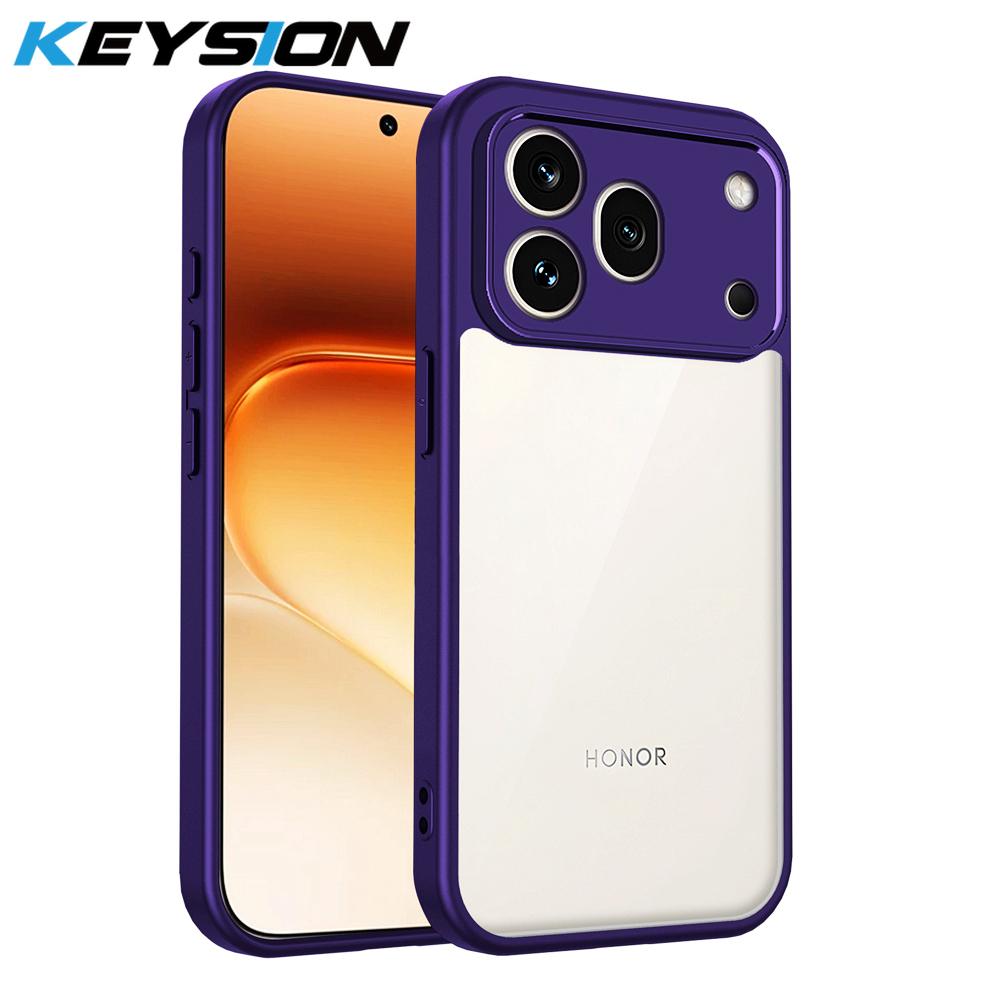 

KEYSION Transparent Phone Case for HONOR 600 Pro 5G Soft Silicone+PC HD Clear Shockproof Phone Back Cover for Huawei Honor 600 for Honor 600 Pro фіолетовий