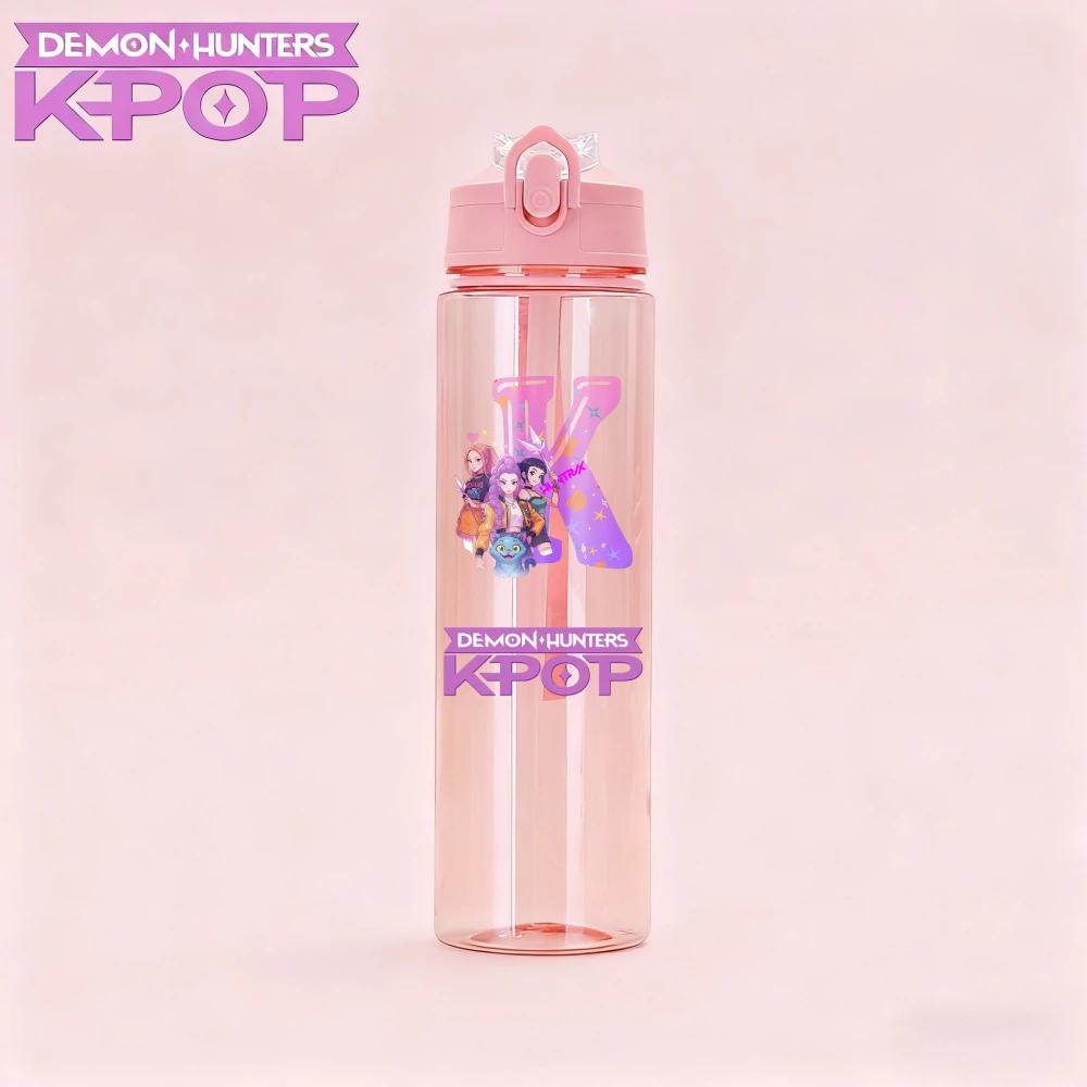 800ML Najnowsza KPop Łowcy Demonów Bidon dla Dzieci Uroczy Kreskówkowy Przenośny Plastikowy Kubek Sportowy zaprojektowany dla Dziewczynek Dzieci Prezent z Datą Urodzenia