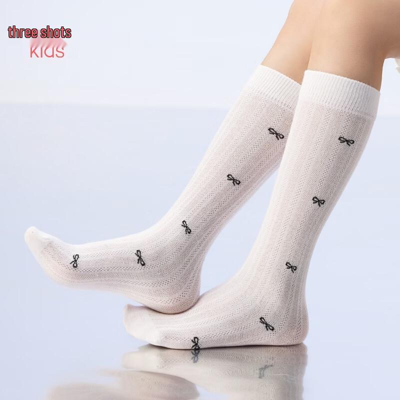 ThreeGun Girls  3A Antibacterial Jacquard Mesh Long Socks 5-7 Years 110-125