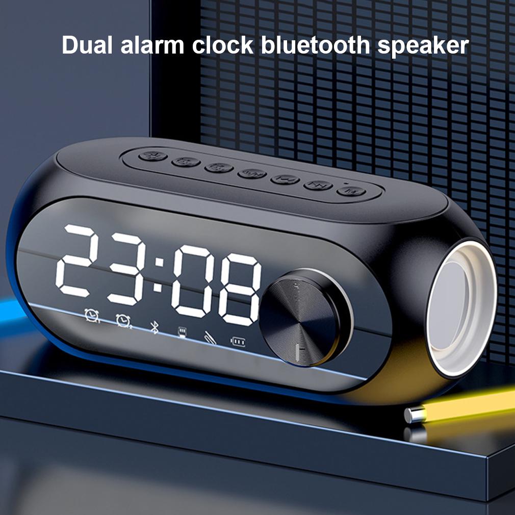 Alarm Clock Wireless Bluetooth Speaker TF Card Player Sound Box With Display Large Volume Desktop Alarm Clock Bass Speaker Boom