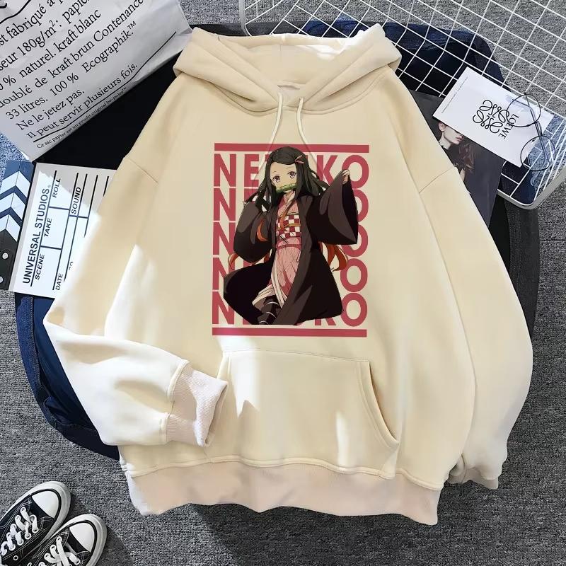 Hot Anime Hoodies Unisex Kamado Tanjirou Kama Anime Y2k Casual Hooded Sweatshirt Harajuku Cartoon Manga Khaki Pullovers Tops