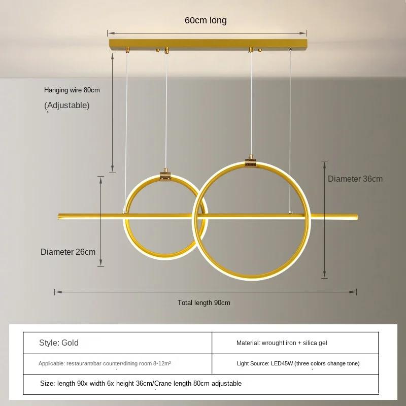 Modern restaurant chandelier iron art long strip chandelier Nordic creative luxury living room home decoration Lamps for room
