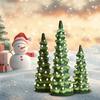 Yousheng Christmas Tree Figurine Hand-Painted Resin Prelit Tree Ornament with Warm Lights Xmas Tabletop Decoration for Holiday Home Desk Mantel Decor