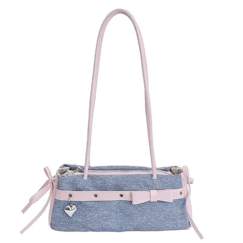 Summer Sweet Fashion Bow Armpit Bag Women's New Versatile High-end Single Shoulder Baguette Bag