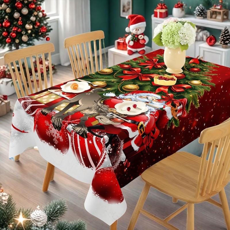 New Christmas Printed Table Cloth Holiday Decoration Waterproof and Stain Resistant Table Cloth Versatile and Easy To Maintain