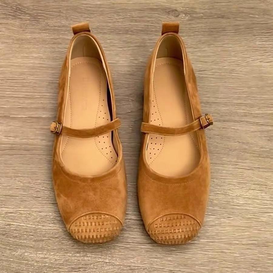 Super Soft Lambskin~ French Flat Single Shoes Women's Skirt Versatile Ballet Evening Shoes Retro Mary Jane Shoes