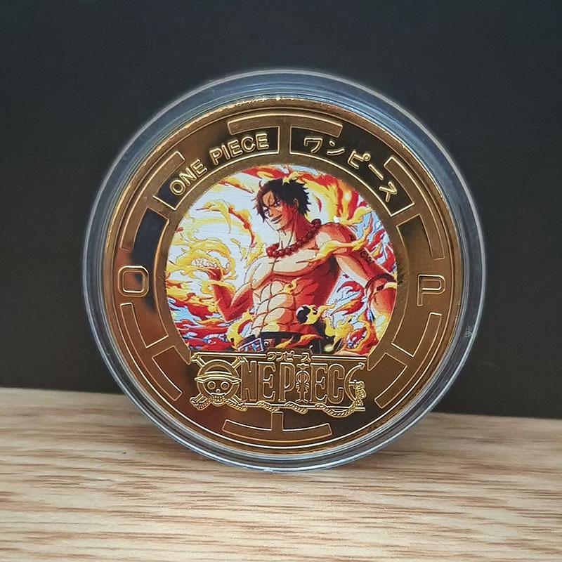 Anime One Piece Luffy Collectible Coins Commemorative Coins Cartoon Chopper Gold-colored Metal Coin Birthday Gift Toy