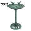 Ground Spike Bird Bath Pedestal Bath, Copper Resin Birdbaths Weather Resistant Floral Accents, Vintage Bronze Finish Garden Decor for