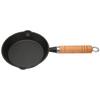 Frying Pan Cast Iron Skillet Drip Spouts Wooden Handle Stain Resistant Quick Heat Easy To Clean Cook Pan