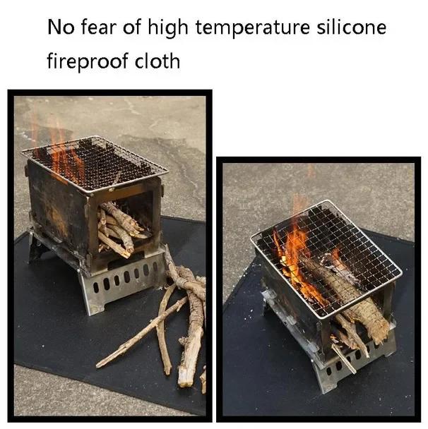 Outdoor Camping Silicone Fireproof Cloth Picnic Barbecue Insulation Pad Flame Retardant Cloth Fire Blanket Fiberglass Cloth