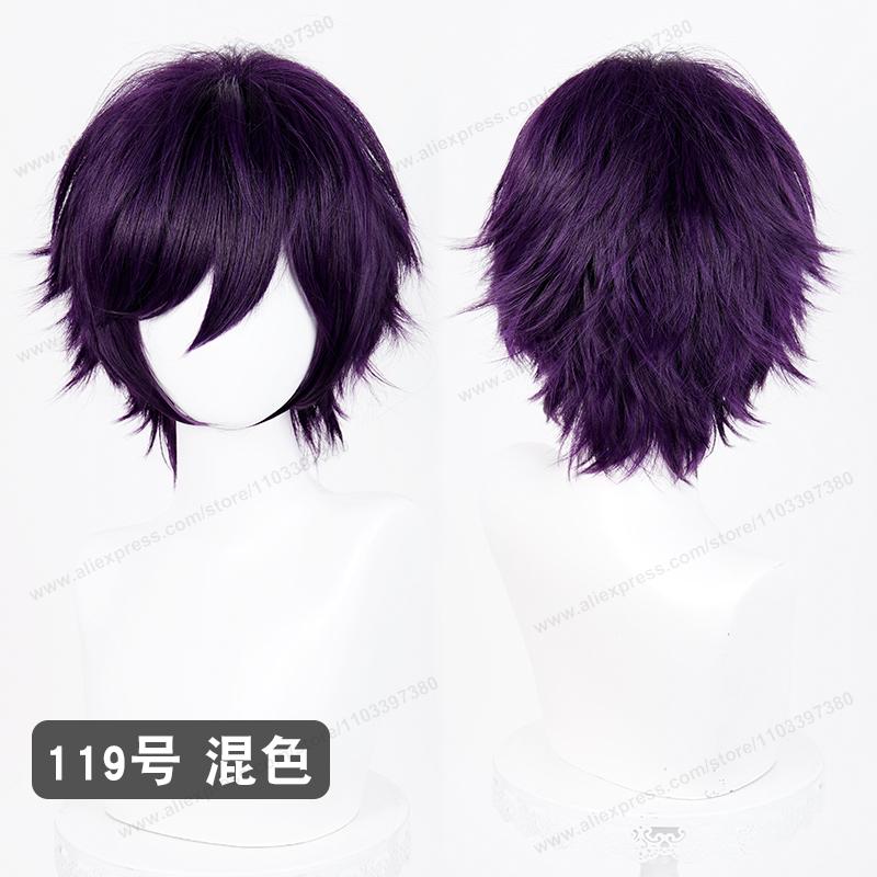 Anime Upgraded 32cm Short Flipped Ends Cosplay Wig Green Blue Purple Pink Man Women Heat Resistant Synthetic Hair