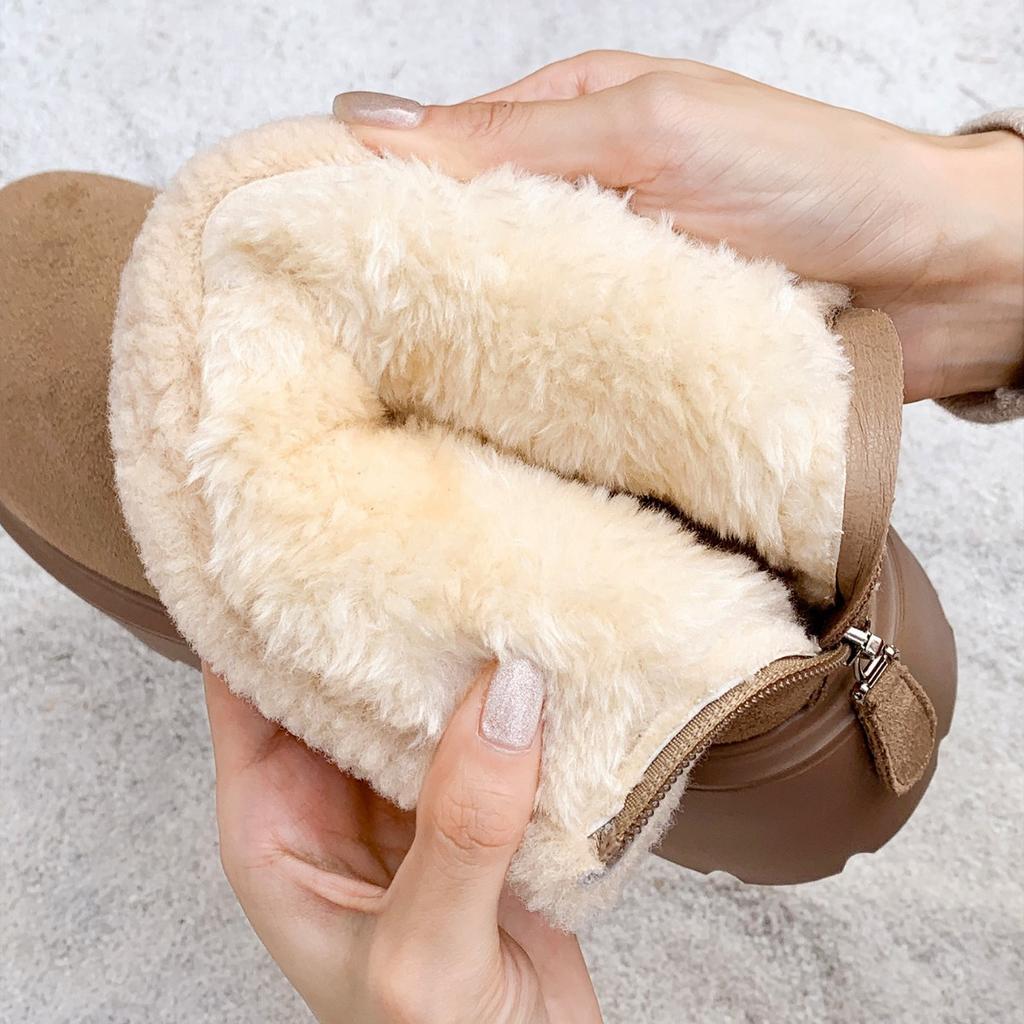 Snow Lamb Length 6.5~ Thick-soled Snow Boots Women's Velvet Warm Flanged Short Boots