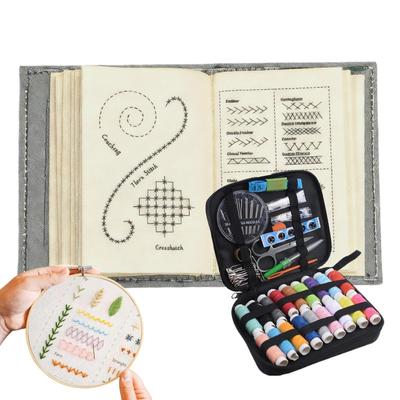 DIY Linen Fabric Stitching Book, Embroidery Stitching Book Set With Step-by-Step Tutorials, Sewing Tool Kit, 106 Unique Stitches